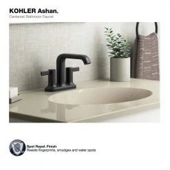 KOHLER Ashan 4 in. Centerset 2-Handle Bathroom Faucet in Matte Black -Bathroom Faucets Store matte black kohler centerset bathroom faucets k r27137 4d bl 77 1000