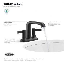 KOHLER Ashan 4 in. Centerset 2-Handle Bathroom Faucet in Matte Black -Bathroom Faucets Store matte black kohler centerset bathroom faucets k r27137 4d bl a0 1000