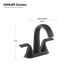 KOHLER Cursiva 4 in. Centerset 2-Handle Bathroom Faucet in Matte Black -Bathroom Faucets Store matte black kohler centerset bathroom faucets k r30578 4d bl 31 1000