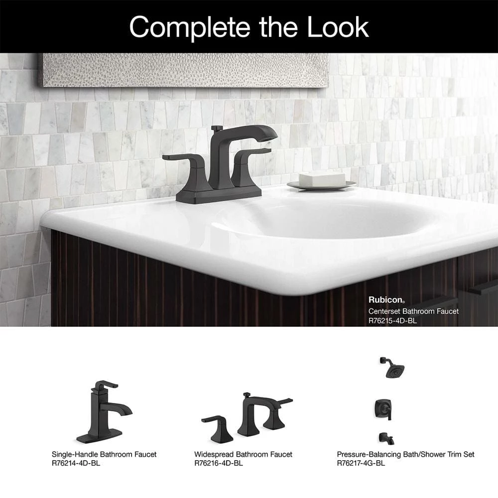 KOHLER Rubicon 4 in. Centerset 2-Handle Bathroom Faucet in Matte Black 5 KOHLER Rubicon 4 in. Centerset 2-Handle Bathroom Faucet in Matte Black - Image 5
