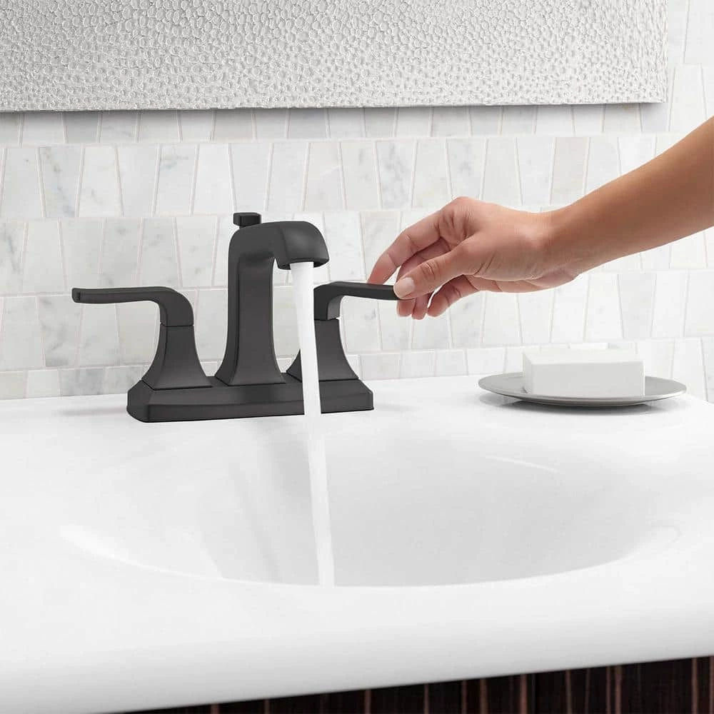 KOHLER Rubicon 4 in. Centerset 2-Handle Bathroom Faucet in Matte Black 3 KOHLER Rubicon 4 in. Centerset 2-Handle Bathroom Faucet in Matte Black - Image 3