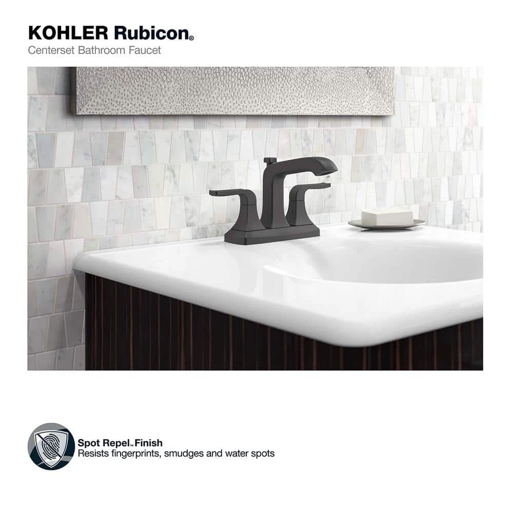 KOHLER Rubicon 4 in. Centerset 2-Handle Bathroom Faucet in Matte Black 8 KOHLER Rubicon 4 in. Centerset 2-Handle Bathroom Faucet in Matte Black - Image 8