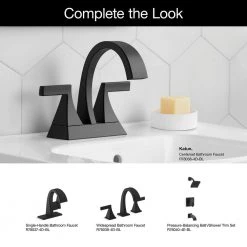 KOHLER Katun 4 in. Centerset 2-Handle Bathroom Faucet in Matte Black -Bathroom Faucets Store matte black kohler centerset bathroom faucets k r78038 4d bl 1d 1000