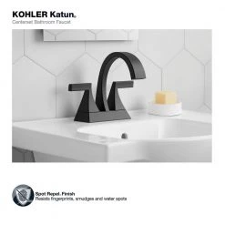 KOHLER Katun 4 in. Centerset 2-Handle Bathroom Faucet in Matte Black -Bathroom Faucets Store matte black kohler centerset bathroom faucets k r78038 4d bl c3 1000