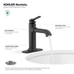KOHLER Numista Single Hole Single-Handle Bathroom Faucet in Matte Black -Bathroom Faucets Store matte black kohler single hole bathroom faucets k r26583 4d bl 4f 1000
