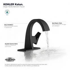KOHLER Katun Single Hole or 4 in. Centerset Single-Handle Bathroom Faucet in Matte Black -Bathroom Faucets Store matte black kohler single hole bathroom faucets k r78037 4d bl a0 1000