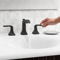 KOHLER Rubicon 8 in. Widespread 2-Handle Bathroom Faucet in Matte Black (Valve Included) -Bathroom Faucets Store matte black kohler widespread bathroom faucets k r76216 4d bl 40 1000
