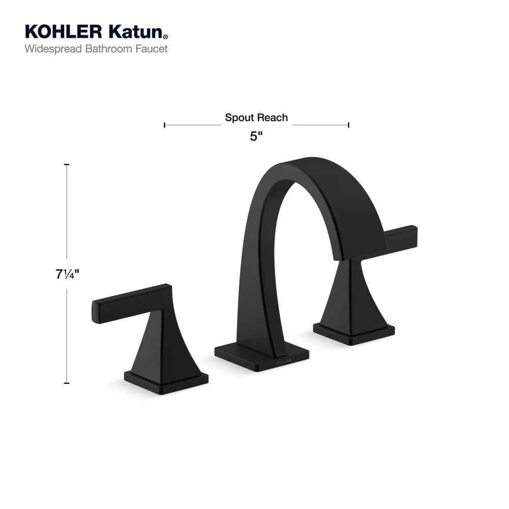 KOHLER Katun 8 in. Widespread 2-Handle Bathroom Faucet in Matte Black 9 KOHLER Katun 8 in. Widespread 2-Handle Bathroom Faucet in Matte Black - Image 9