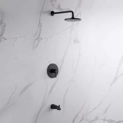 LUXIER Single-Handle 1-Spray Bathtub and Shower Faucet with Valve in Matte Black (Valve Included) -Bathroom Faucets Store matte black luxier shower faucets ss c01 tm 1f 1000