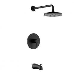 LUXIER Single-Handle 1-Spray Bathtub and Shower Faucet with Valve in Matte Black (Valve Included) -Bathroom Faucets Store matte black luxier shower faucets ss c01 tm 76 1000