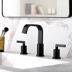LUXIER Contemporary 8 in. Widespread 2-Handle Bathroom Faucet with Pop-Up Drain in Matte Black -Bathroom Faucets Store matte black luxier widespread bathroom faucets wsp04 tm 4f 1000