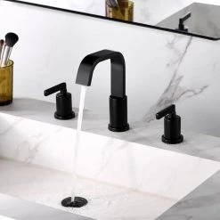 LUXIER Contemporary 8 in. Widespread 2-Handle Bathroom Faucet with Pop-Up Drain in Matte Black -Bathroom Faucets Store matte black luxier widespread bathroom faucets wsp04 tm c3 1000