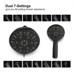 Miscool Boger Single-Handle Dual 7-Spray Patterns Round Shower Faucet in Matte Black (Valve Included) -Bathroom Faucets Store matte black miscool shower faucets shmsh10c527mbl 1d 1000