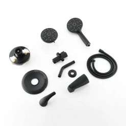 Miscool Boger Single-Handle Dual 7-Spray Patterns Round Shower Faucet in Matte Black (Valve Included) -Bathroom Faucets Store matte black miscool shower faucets shmsh10c527mbl 44 1000