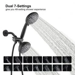 Miscool Boger Single-Handle Dual 7-Spray Patterns Round Shower Faucet in Matte Black (Valve Included) -Bathroom Faucets Store matte black miscool shower faucets shmsh10c527mbl 4f 1000