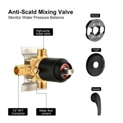 Miscool Boger Single-Handle Dual 7-Spray Patterns Round Shower Faucet in Matte Black (Valve Included) -Bathroom Faucets Store matte black miscool shower faucets shmsh10c527mbl 66 1000