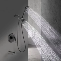 Miscool Boger Single-Handle Dual 7-Spray Patterns Round Shower Faucet in Matte Black (Valve Included) -Bathroom Faucets Store matte black miscool shower faucets shmsh10c527mbl c3 1000