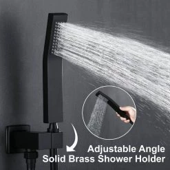 Miscool Forest 1-Handle 1 -Spray of Rain Shower Faucet and HandShower Combo Kit in Matte Black (Valve Included) -Bathroom Faucets Store matte black miscool shower faucets shsmdh10c003mbh 1f 1000