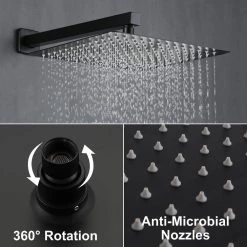 Miscool Forest 1-Handle 1 -Spray of Rain Shower Faucet and HandShower Combo Kit in Matte Black (Valve Included) -Bathroom Faucets Store matte black miscool shower faucets shsmdh10c003mbh 4f 1000