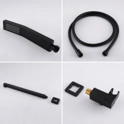 Miscool Forest 1-Handle 1 -Spray of Rain Shower Faucet and HandShower Combo Kit in Matte Black (Valve Included) -Bathroom Faucets Store matte black miscool shower faucets shsmdh10c003mbh 66 1000