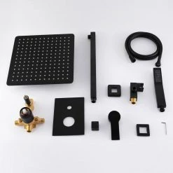 Miscool Forest 1-Handle 1 -Spray of Rain Shower Faucet and HandShower Combo Kit in Matte Black (Valve Included) -Bathroom Faucets Store matte black miscool shower faucets shsmdh10c003mbh 76 1000