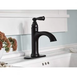 MOEN Banbury 4 in. Centerset Single Handle Bathroom Faucet in Matte Black -Bathroom Faucets Store matte black moen centerset bathroom faucets 84945bl 1d 1000