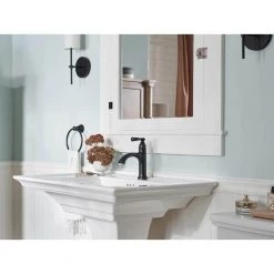 MOEN Banbury 4 in. Centerset Single Handle Bathroom Faucet in Matte Black -Bathroom Faucets Store matte black moen centerset bathroom faucets 84945bl 31 1000