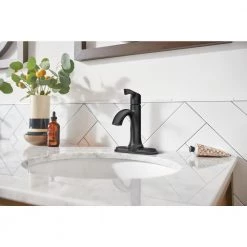 MOEN Korek Single Hole Single-Handle Bathroom Faucet with Drain Kit Included in Matte Black -Bathroom Faucets Store matte black moen single hole bathroom faucets 84466bl 1f 1000