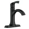 MOEN Korek Single Hole Single-Handle Bathroom Faucet with Drain Kit Included in Matte Black