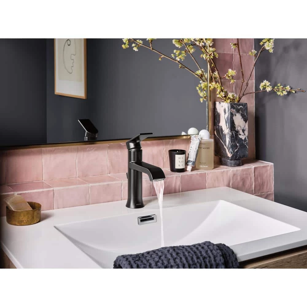 MOEN Genta Single Hole Single-Handle Bathroom Faucet in Matte Black 4 MOEN Genta Single Hole Single-Handle Bathroom Faucet in Matte Black - Image 4