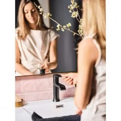 MOEN Genta Single Hole Single-Handle Bathroom Faucet in Matte Black 18 MOEN Genta Single Hole Single-Handle Bathroom Faucet in Matte Black -Bathroom Faucets Store matte black moen single hole bathroom faucets 84760bl 1f 1000