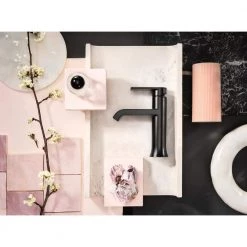 MOEN Genta Single-Handle Single Hole Bathroom Faucet with 18 in. Towel Bar and Hardware Set in Matte Black (4-Piece) -Bathroom Faucets Store matte black moen single hole bathroom faucets t84760bl 4p18 fa 1000