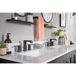 MOEN Genta 8 in. Widespread 2-Handle Bathroom Faucet in Matte Black -Bathroom Faucets Store matte black moen widespread bathroom faucets 84763bl 1d 1000