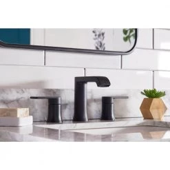MOEN Genta 8 in. Widespread 2-Handle Bathroom Faucet in Matte Black -Bathroom Faucets Store matte black moen widespread bathroom faucets 84763bl 66 1000