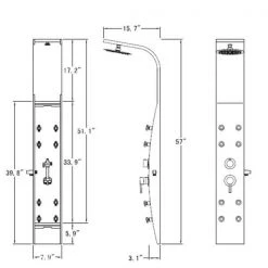 AKDY 57 In. 8-Jet Black Painted Stainless Steel Shower Panel System With Adjustable Rainfall Shower Head And Shower Wand -Bathroom Faucets Store matte black painted akdy shower towers sp0136 40 1000