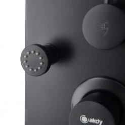 AKDY 65 in. 8-Jet Rainfall Shower Panel System with Waterfall Shower Head and Shower Wand in Black Painted Stainless Steel -Bathroom Faucets Store matte black painted akdy shower towers sp0137 4f 1000