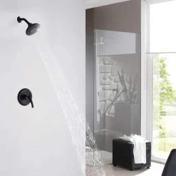 PROOX Single-Handle 5-Spray Shower Faucet in Matte Black (Valve Included) -Bathroom Faucets Store matte black proox shower faucets pr a3508 mb 4f 1000