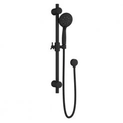 PULSE Showerspas 6-Spray Round Hand Shower and Showerhead Wall Combo Kit with Slide Bar and Valve in Matte Black -Bathroom Faucets Store matte black pulse showerspas dual shower heads 3006 mb 4f 1000
