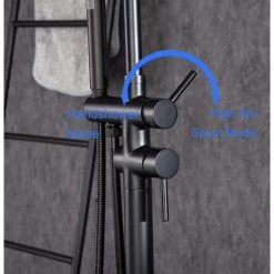 Rainlex Chino Single-Handle Freestanding Floor Mount Tub Faucet with Hand Shower in Matte Black -Bathroom Faucets Store matte black rainlex claw foot tub faucets rx8005h 44 1000