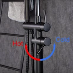 Rainlex Chino Single-Handle Freestanding Floor Mount Tub Faucet with Hand Shower in Matte Black -Bathroom Faucets Store matte black rainlex claw foot tub faucets rx8005h fa 1000