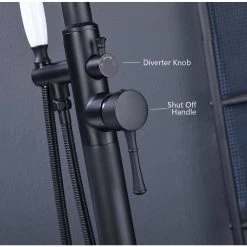 Rainlex Singe-Handle Freestanding Floor Mount Tub Faucet with Hand Shower in Matte Black -Bathroom Faucets Store matte black rainlex claw foot tub faucets rx8009h fa 1000