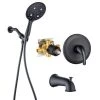 Rainlex Single-Handle 6-Spray Round High Pressure Shower Faucet with Shower Head in Matte Black (Valve Included)