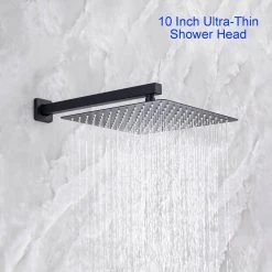 Rainlex Single-Handle 1-Spray Square High Pressure Shower Faucet with 10 in. Shower Head in Matte Black (Valve Included) -Bathroom Faucets Store matte black rainlex shower faucets rx93102h 10 1f 1000