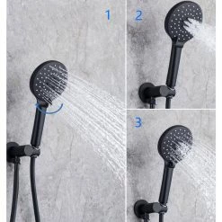 Rainlex Round 10 in. Shower Head 2-Handle 3-Spray High Pressure Shower Faucet with Tub Spout in Matte Black (Valve Included) -Bathroom Faucets Store matte black rainlex shower faucets rx96203h 10 44 1000