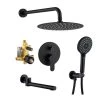 Rainlex Round 10 in. Shower Head 2-Handle 3-Spray High Pressure Shower Faucet with Tub Spout in Matte Black (Valve Included)