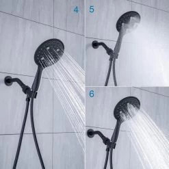 Rainlex Single-Handle 6-Spray Round High Pressure Shower Faucet Detachable 6 in. Shower Head in Matte Black (Valve Included) -Bathroom Faucets Store matte black rainlex shower faucets w92101h 6 44 1000