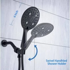 Rainlex Single-Handle 6-Spray Round High Pressure Shower Faucet Detachable 6 in. Shower Head in Matte Black (Valve Included) -Bathroom Faucets Store matte black rainlex shower faucets w92101h 6 4f 1000