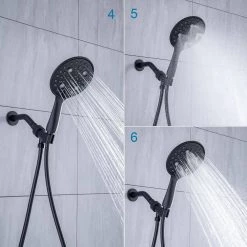 Rainlex Single-Handle 6-Spray Detachable 6 in. Shower Head Round High Pressure Shower Faucet in Matte Black (Valve Included) -Bathroom Faucets Store matte black rainlex shower faucets w92102h 6 44 1000