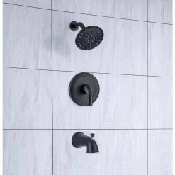 Rainlex Single-Handle 6-Spray Round High Pressure Shower Faucet with 6 in. Shower Head in Matte Black (Valve Included) -Bathroom Faucets Store matte black rainlex shower faucets w92202h 6 1f 1000