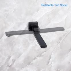 Rainlex 10 in. Shower Head 2-Handle 1-Spray Square High Pressure Shower Faucet with Tub Spout in Matte Black (Valve Included) 12 Rainlex 10 in. Shower Head 2-Handle 1-Spray Square High Pressure Shower Faucet with Tub Spout in Matte Black (Valve Included) -Bathroom Faucets Store matte black rainlex shower faucets w93103h 10 fa 1000